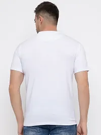 Trendy White Cotton Printed Round Neck Tees For Men-thumb4