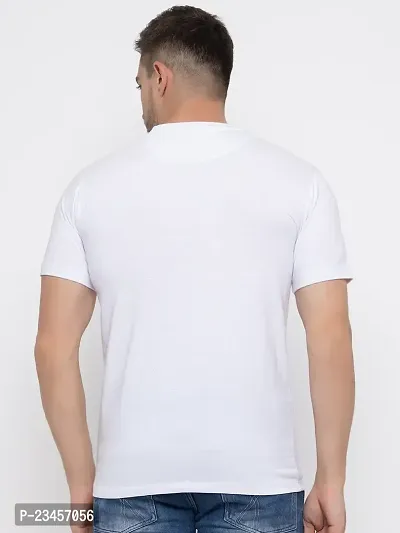 Trendy White Cotton Printed Round Neck Tees For Men-thumb5