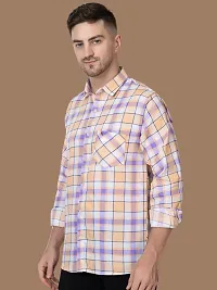 Reliable Beige Cotton Checked Long Sleeves Casual Shirts For Men-thumb2