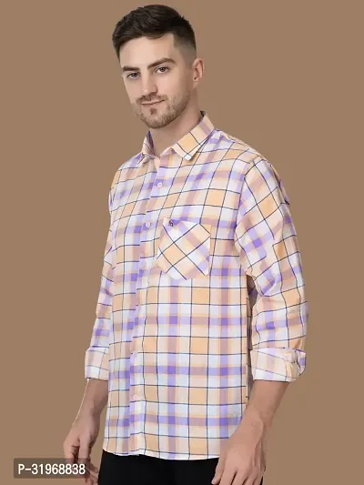 Reliable Beige Cotton Checked Long Sleeves Casual Shirts For Men-thumb3