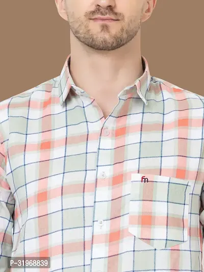 Reliable Peach Cotton Checked Long Sleeves Casual Shirts For Men-thumb4