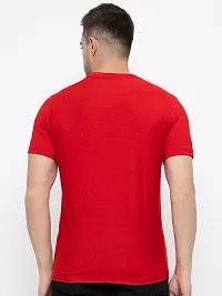 Trendy Red Cotton Printed Round Neck Tees For Men-thumb3