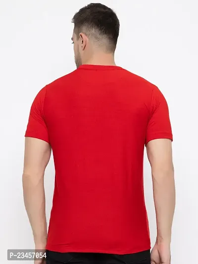 Trendy Red Cotton Printed Round Neck Tees For Men-thumb4