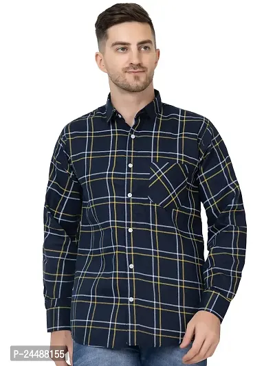 FREKMAN Men's Cotton Casual Regular Fit Checks Shirt for Men Full Sleeves