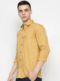 Stylish Yellow Cotton Printed Casual Shirt For Men-thumb3