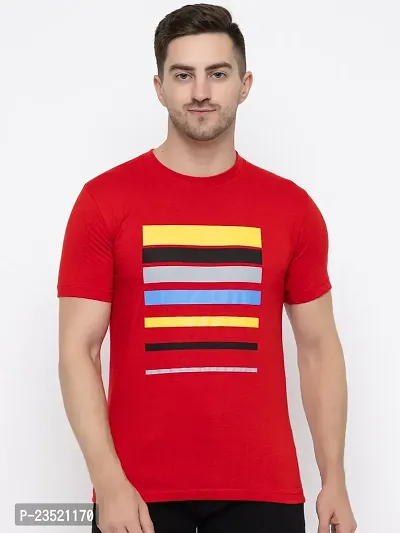 Reliable Red Cotton Printed Round Neck Tees For Men