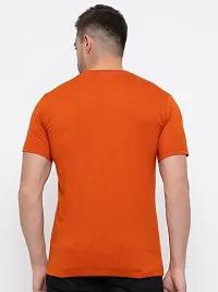 Stylish Orange Cotton Solid Round Neck T-Shirt For Men-thumb1