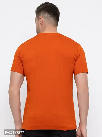 Stylish Orange Cotton Solid Round Neck T-Shirt For Men-thumb2