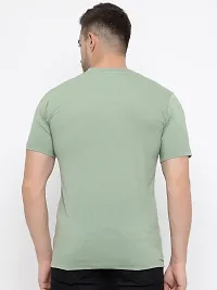 Stylish Green Cotton Solid Round Neck T-Shirt For Men-thumb1