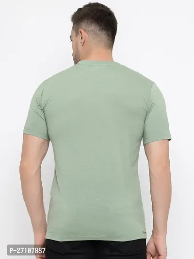 Stylish Green Cotton Solid Round Neck T-Shirt For Men-thumb2