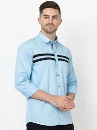 FREKMAN Men's Cotton Casual Regular Fit Front Stylish Striped Shirt for Men Full Sleeves Shirt-thumb2