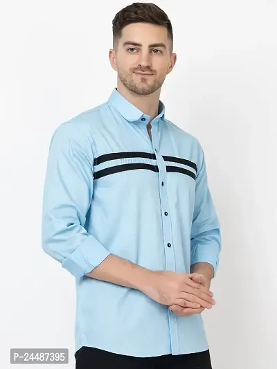 FREKMAN Men's Cotton Casual Regular Fit Front Stylish Striped Shirt for Men Full Sleeves Shirt-thumb3