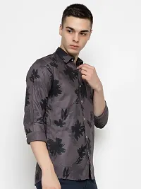 Stylish Grey Cotton Printed Casual Shirt For Men-thumb3