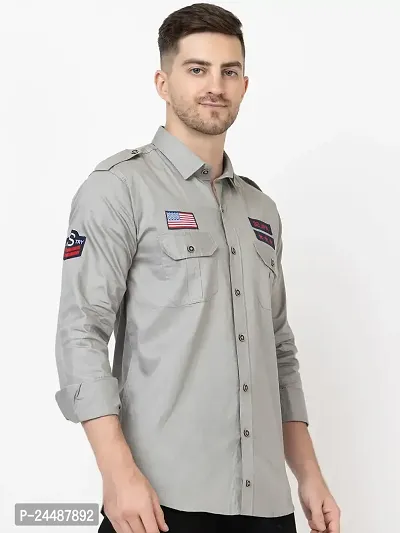 FREKMAN Men's Full Sleeve Multi-Pocket Solid Cotton Cargo Shirt-thumb3