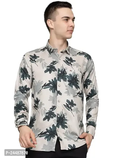 FREKMAN Men's Full Sleeve Hawaiian Shirt Tropical Print Casual Button Down Aloha Shirt