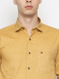 Stylish Yellow Cotton Printed Casual Shirt For Men-thumb1