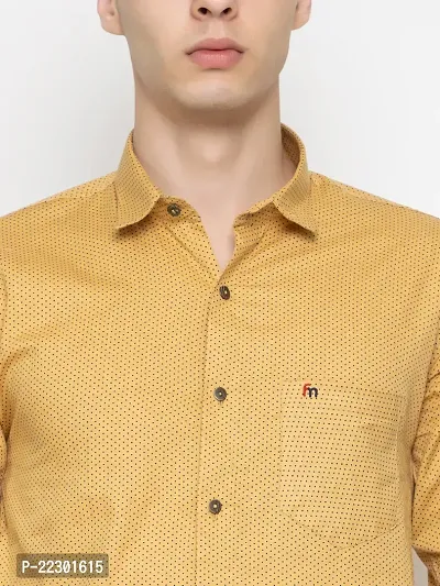 Stylish Yellow Cotton Printed Casual Shirt For Men-thumb2