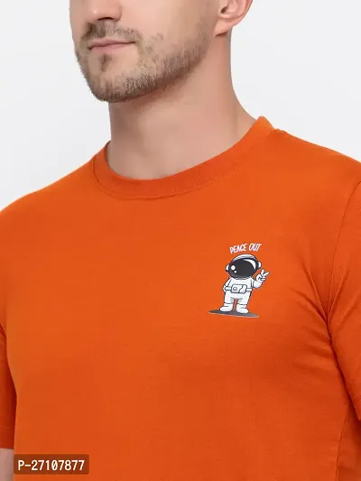 Stylish Orange Cotton Solid Round Neck T-Shirt For Men-thumb3