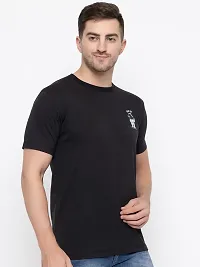 Stylish Black Cotton Solid Round Neck T-Shirt For Men-thumb3