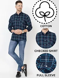 FREKMAN Men's Cotton Casual Regular Fit Checks Shirt for Men Full Sleeves-thumb3