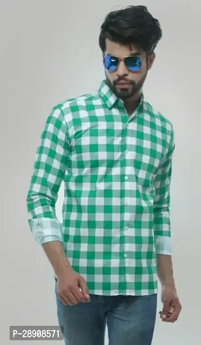 Reliable Green Cotton Checked Casual Shirt For Men-thumb2