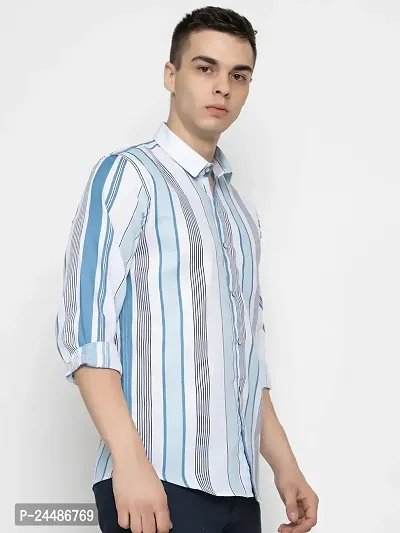 FREKMAN Men's Striped Regular Fit Casual Shirt-thumb2