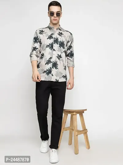 FREKMAN Men's Full Sleeve Hawaiian Shirt Tropical Print Casual Button Down Aloha Shirt-thumb2