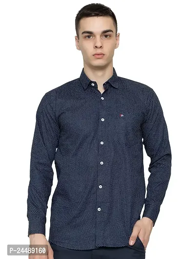 FREKMAN Men Printed Shirts Full Sleeves | Pocket Shirt for Men - Navy