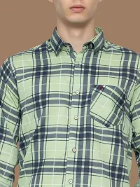 Reliable Green Cotton Checked Long Sleeves Casual Shirts For Men-thumb3