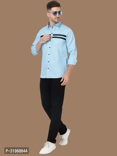 Reliable Sea Green Cotton Solid Long Sleeves Casual Shirts For Men-thumb5