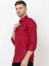 FREKMAN Men's Full Sleeve Multi-Pocket Solid Cotton Cargo Shirt-thumb1