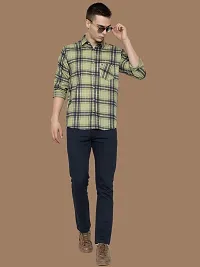 Reliable Olive Cotton Checked Long Sleeves Casual Shirts For Men-thumb4