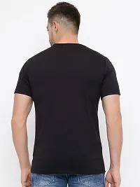 Trendy Black Cotton Printed Round Neck Tees For Men-thumb1