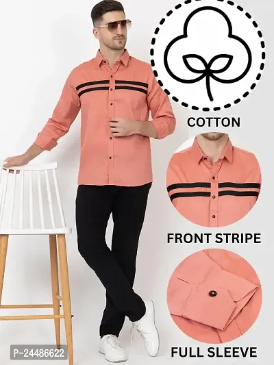 FREKMAN Men's Cotton Casual Regular Fit Front Stylish Striped Shirt for Men Full Sleeves Shirt-thumb4