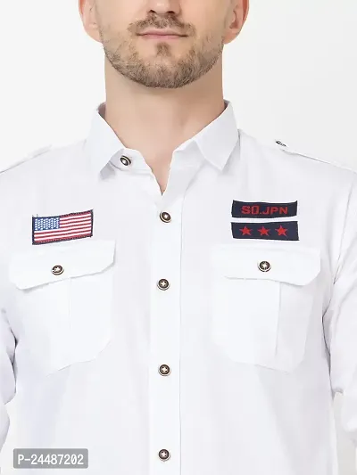 FREKMAN Men's Full Sleeve Multi-Pocket Solid Cotton Cargo Shirt-thumb5