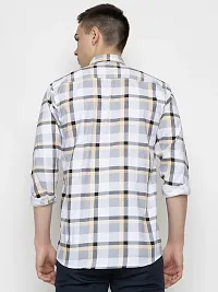 Stylish Yellow Cotton Checked Casual Shirt For Men-thumb1