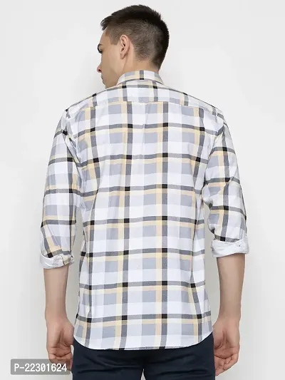 Stylish Yellow Cotton Checked Casual Shirt For Men-thumb2