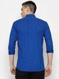 Stylish Blue Cotton Printed Casual Shirt For Men-thumb3