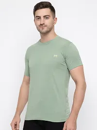 Fabulous Green Cotton Solid Round Neck Tees For Men-thumb2