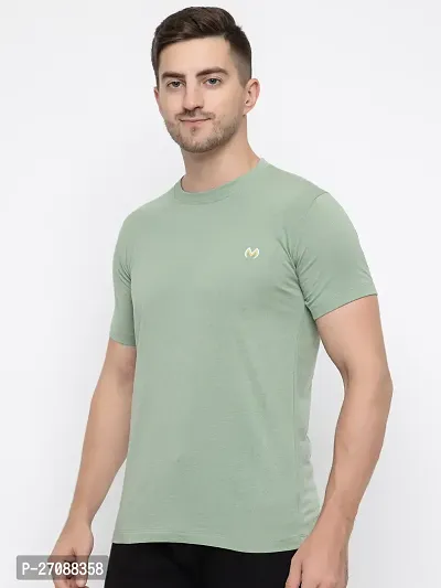 Fabulous Green Cotton Solid Round Neck Tees For Men-thumb3