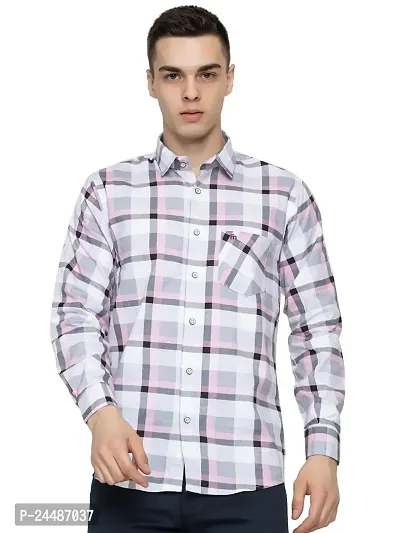 FREKMAN Men's Cotton Box Check Regular Fit Casual Shirt with Pocket, Full Sleeve Shirt for Formal  Casual Wear-thumb0