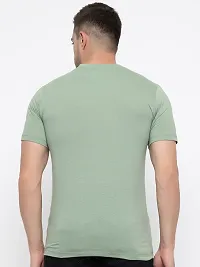 Trendy Green Cotton Printed Round Neck Tees For Men-thumb3