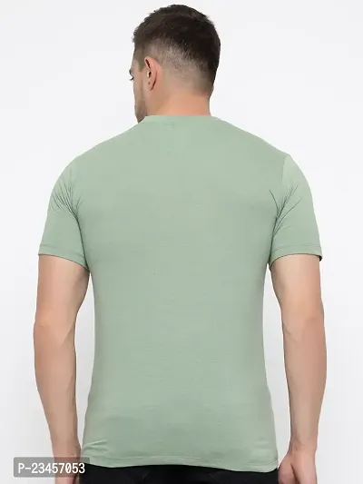 Trendy Green Cotton Printed Round Neck Tees For Men-thumb4