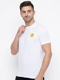 Stylish White Cotton Solid Round Neck T-Shirt For Men-thumb4