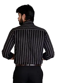 Reliable Black Cotton Striped Casual Shirt For Men-thumb1