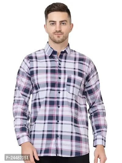FREKMAN Men's Cotton Check Shirt, Regular Fit Casual Shirt with Pocket, Full Sleeve Shirt for Formal  Casual Wear-thumb0