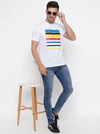 Trendy White Cotton Printed Round Neck Tees For Men-thumb2