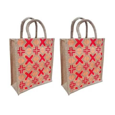 Eco Friendly Multipurpose Jute Bag  with Reinforced Handles Pack Of 2