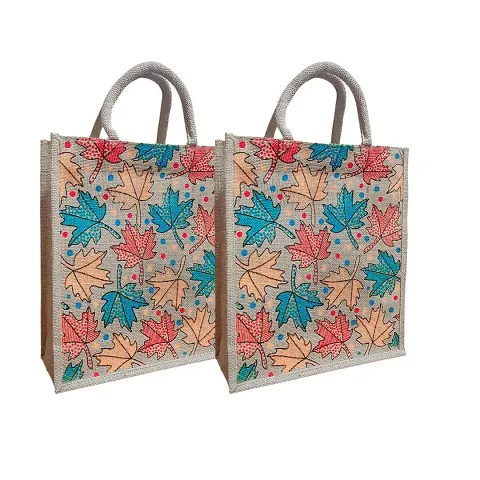 Eco Friendly Multipurpose Jute Bag  With Reinforced Handles and Zipper Pack Of 2