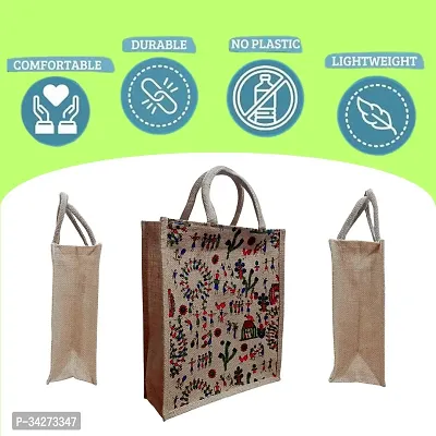 Eco Friendly Multipurpose Jute Bag  With Reinforced Handles and Zipper Pack Of 2-thumb3